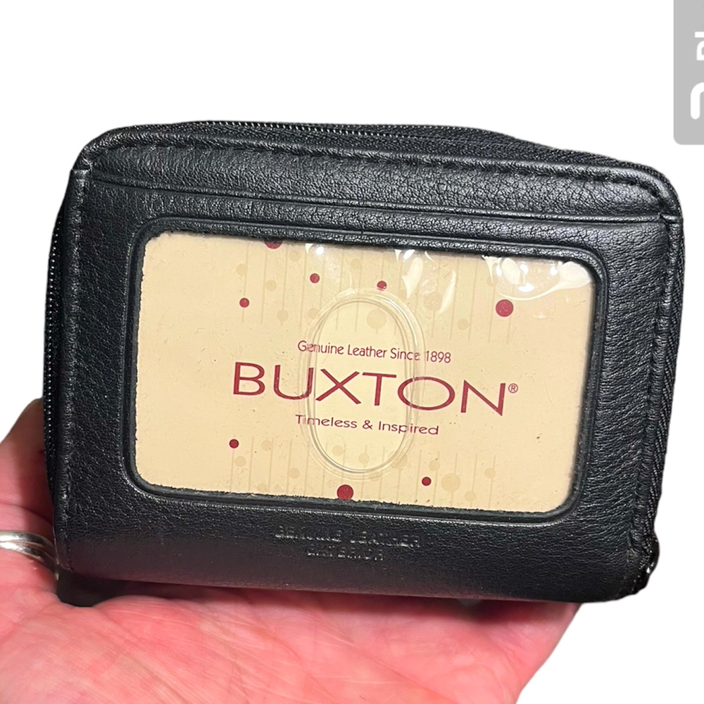 NEW Buxton Pebble Wizard expandable Wallet. 2 black zipper pockets.